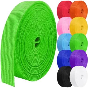 Imagem de Grosun Correia de polipropileno 2,5 cm 3,8 cm 5 cm 5 cm correias tubulares de nylon, 5 10 25 50 100 jardas (verde, 2,5 cm x 10 metros)