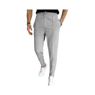 Imagem de Calças Esportivas Casuais Masculinas Slim Fit Com Textura Waffle, Cord