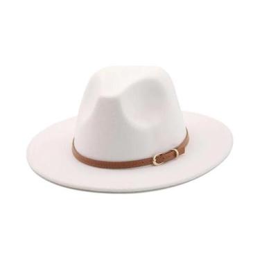 Imagem de Chapéu Fedora De Aba Larga Branco E Preto 56-60cm Em Feltro De Lã Imit