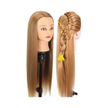 Imagem de Cabeça De Manequim Masculina Com Cabelo Sintético Longo E Suporte Com 