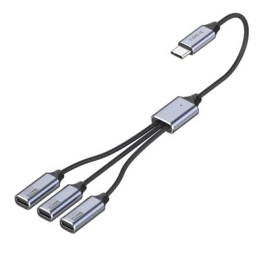 Imagem de YEAOI Divisor USB C 1 em 3 saídas, adaptador USBC para vários USBC, cabo de carregamento e transferência de dados