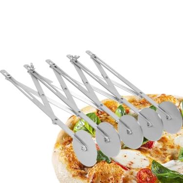 Imagem de Cortador de massa de 5 rodas, cortador de massa de 7 rodas, cortador de pizza expansível de aço inoxidável, faca de pastelaria multiredonda, cortador de massa de biscoito (cortador de pizza de cinco