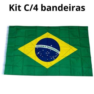 Imagem de Kit C/4 Bandeiras Brasil 150x200 Copa Mundo Tecido Futebol - sm decora