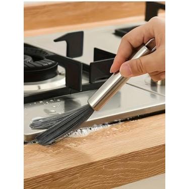 Imagem de 1 escova de limpeza multifuncional com cabo longo, aço inoxidável, sem necessidade de energia, ferramenta de limpeza conveniente para espaços de estar