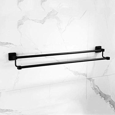 Imagem de Toalheiro de parede barra de toalha de aço inoxidável preta prateleira de toalha de pintura toalheiro rack de armazenamento para cozinha, banheiro, banheiro, hotel, escritório-A-50 cm (C)