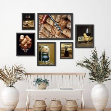 Imagem de Kit 6 Quadros Rústicos Vinho - Medidas Variadas