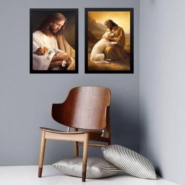 Imagem de Kit 2 Quadros Clínica Veterinária - Jesus 24X18Cm