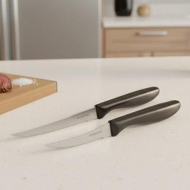 Imagem de Kit 2 Facas Para Cortar Frutas Legumes Aço Inox 23cm e 18,5cm RT - JW 