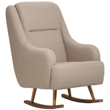 Imagem de Poltrona De Amamentação Com Balanço Base Milka Fábula D02 Bouclê Marrom Claro B-122 - Lyam Decor