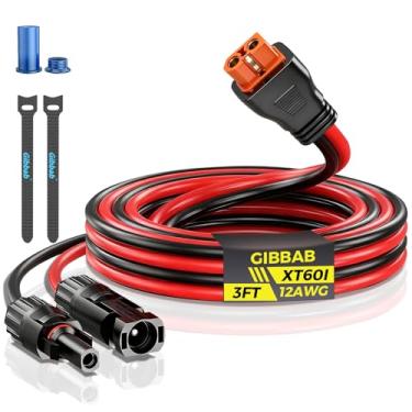Imagem de Cabo solar de 12 AWG de 9,5 m para XT60i, conector de painel solar Gibbab 3 de 10 de 6,5 m para adaptador XT60i-F, tampas de cabo de carregamento para bateria portátil EcoFlow River Delta Anker