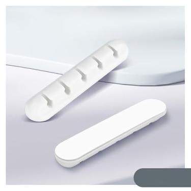 Imagem de Clipes organizadores de cabos, suporte de cabo para mesa, clipes de gerenciamento de cabos USB para cabos de alimentação, carregadores de telefone, carro, casa e escritório, branco