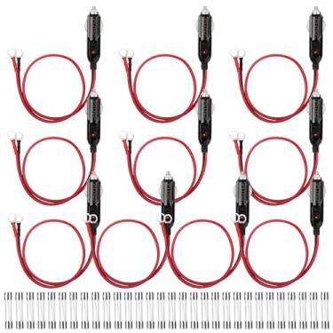 Imagem de CUZEC (Pacote com 10 cabos de fonte de alimentação de plugue macho 15A para isqueiro de 1,6 pés/0,5 m 16 AWG para inversor de carro, bomba de ar, copo elétrico e faça você mesmo