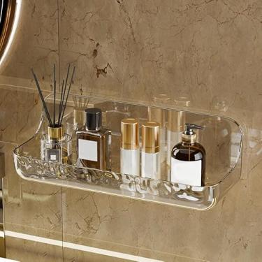 Imagem de Organizador de banheiro montado na parede – Prateleira de armazenamento de acrílico transparente de tamanho grande para produtos de higiene pessoal e cosméticos, 24 cm x 24 cm, perfeita para