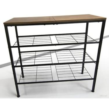 Imagem de Tujurich Sapateira de 4 camadas para entrada, quarto e sala de estar – Organizador de armazenamento de sapatos resistente com pés niveladores ajustáveis, design compacto (68 x 30 x 63 cm), marrom