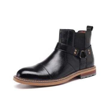Imagem de MANLADUO Bota Chelsea masculina de cano alto, estilo britânico, trabalho, casual, moderna, cano curto, Preto, 43