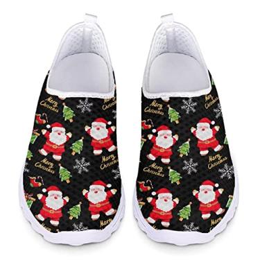 Imagem de Jeiento Tênis de corrida esportivo feminino de Natal – Tênis de caminhada moderno, Papai Noel de Natal, 38