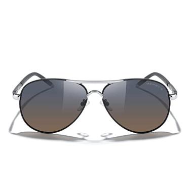 Imagem de MERRY'S Óculos de sol aviador para homens e mulheres, lentes polarizadas para dirigir, proteção UV400, S8513, Armação preta/ponte prateada/lente marrom cinza, Lens Width: 61 Millimeters