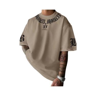 Imagem de Camiseta Masculina Casual Esportiva Respirável Com Estampa 3D De Letra