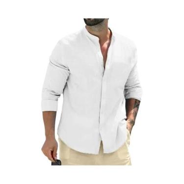 Imagem de Camisa Masculina De Algodão De Manga Comprida Para Outono, Respirável,