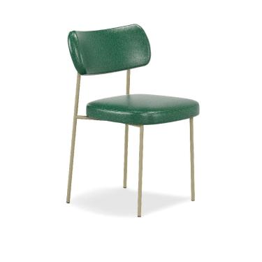 Imagem de Cadeira Sala de Jantar Stela Champanhe Couro Sintetíco Verde - Vallisa Decor