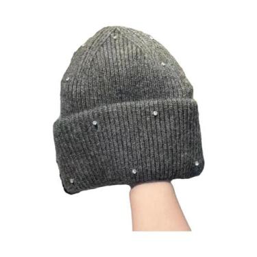 Imagem de Gorro De Inverno Quente Com Strass E Proteção De Orelha Em Pele De Coe