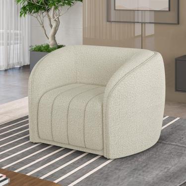 Imagem de Poltrona Decorativa Sala De Estar Adam Boucle Off White G45 - Gran Belo