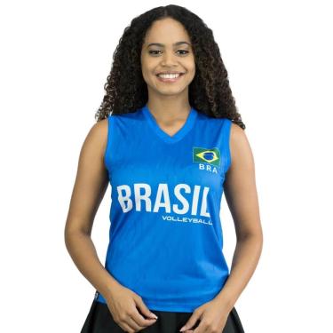 Imagem de Camisa de Vôlei Brasil 2024 Azul Royal Feminina-Feminino