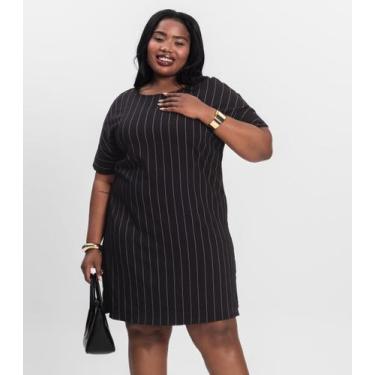 Imagem de Vestido Plus Size em Visco Listras Secret Glam Preto, Plus G3, Preto
