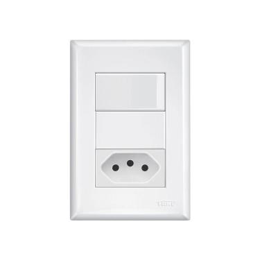 Imagem de Interruptor Simples E Tomada 2p+t 20a Fame Evidence Com Placa 4x2 Branco