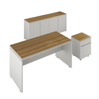 Imagem de Conjunto De Escritório Office 3 Peças Mesa Gaveteiro Balcão - Fendi E Freijó Fendi E Freijó