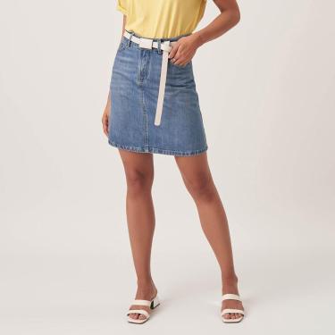 Imagem de Saia Jeans Evase Acima Do Joelho-Feminino