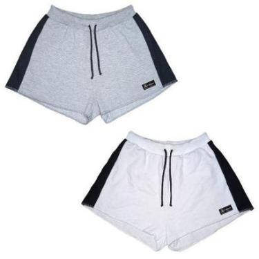 Imagem de Kit 2 Shorts Moletom Feminino Esportivo Sem Bolso Básico Treino Academia-Feminino