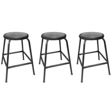 Imagem de Kit 3 Bancos Baixo 45cm de Metal Banqueta Empilhavel Para Bar Cozinha 