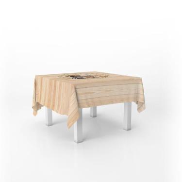 Imagem de Toalha De Mesa Quadrada Infantil Tecido Oxford Animais Safari Madeira 