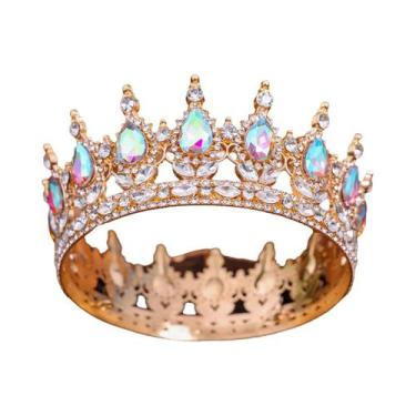 Imagem de Tiara De Noiva Retro Barroca Com Cristais De Strass, Coroa Redonda Par