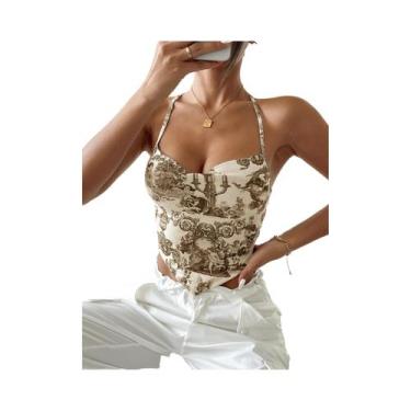 Imagem de Camiseta Sem Mangas Slim Fit Para Mulheres, Tops Cropped De Verão Em P