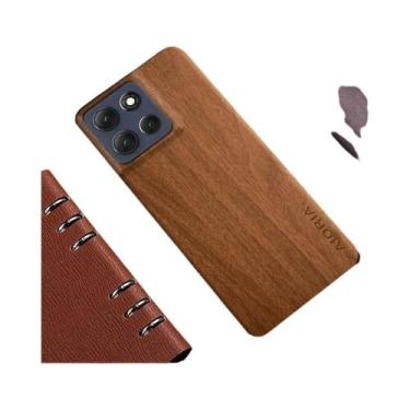 Imagem de Capa De Couro Com Padrão De Madeira De Bambu Para Motorola Moto G86 G5