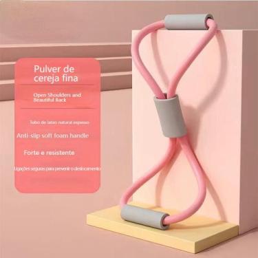 Imagem de ROXO e ROSA Elastico 8 Para Malhar Extensor Academia Treino Pilates Fi