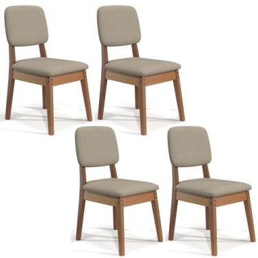 Imagem de Kit de 4 Cadeiras Paris de Madeira Maciça em Linho - Loja DoceLar, Are