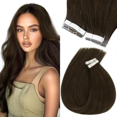 Imagem de Fita adesiva em extensões de cabelo Sunny Hair Brown 4 Dark Brown 70cm