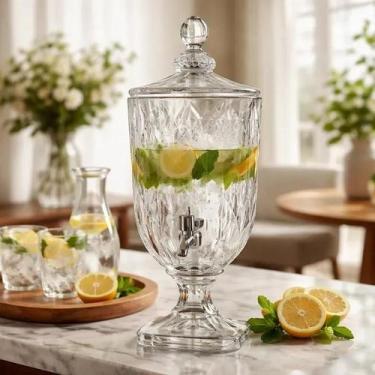 Imagem de Suqueira De Vidro 5 Litros Diamond Com Torneira E Tampa Dispenser De B