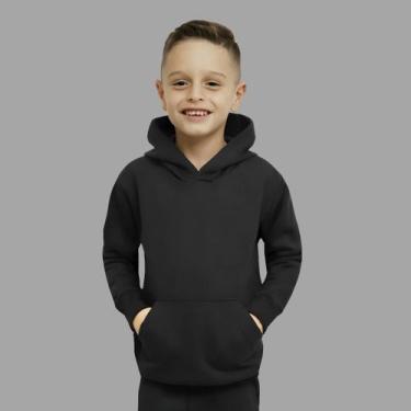 Imagem de Moletom Infantil Liso Especial Canguru Mb Sport Confortável, Preto, 10