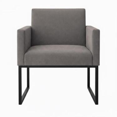 Imagem de 1 Poltrona para Recepção Lina com Base de Ferro Preto Resistente - Móv