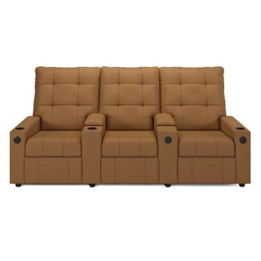 Imagem de Poltrona Reclinável Para Cinema Parma FH1 3 Lugares Couro Sintético Caramelo D'Rossi