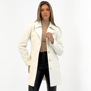 Imagem de Casaco Malise 7/8 em Lã Batida com Bolso Feminino-Feminino