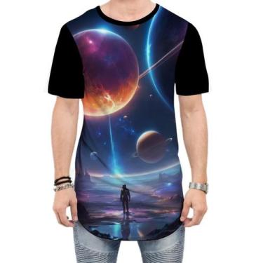 Imagem de Camiseta Longline Planetas Universo Neon Estrelas Galaxias 3 - Kasubec
