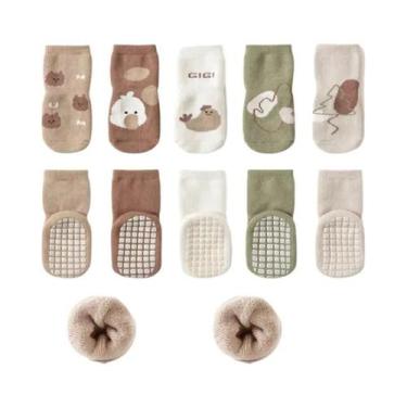 Imagem de Meias Quentes Antiderrapantes De Desenho Animado Para Bebês E Crianças