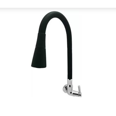Imagem de Torneira Flexível para Cozinha Cozinha Preto Parede Duplo Jato Cone 1-4 de Volta Silico...