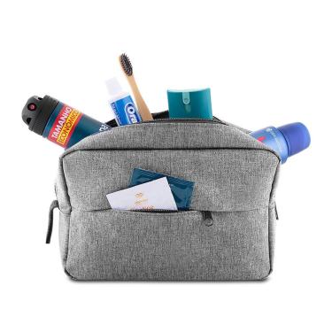 Imagem de Necessaire de Viagem Grande Organizadora em Poliéster 300D 3L Cinza com Bolso Frontal e Alça Lateral Unissex