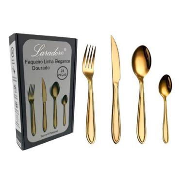 Imagem de Faqueiro em Aço Inox - Laradore Elegance Dourado (24 Peças)